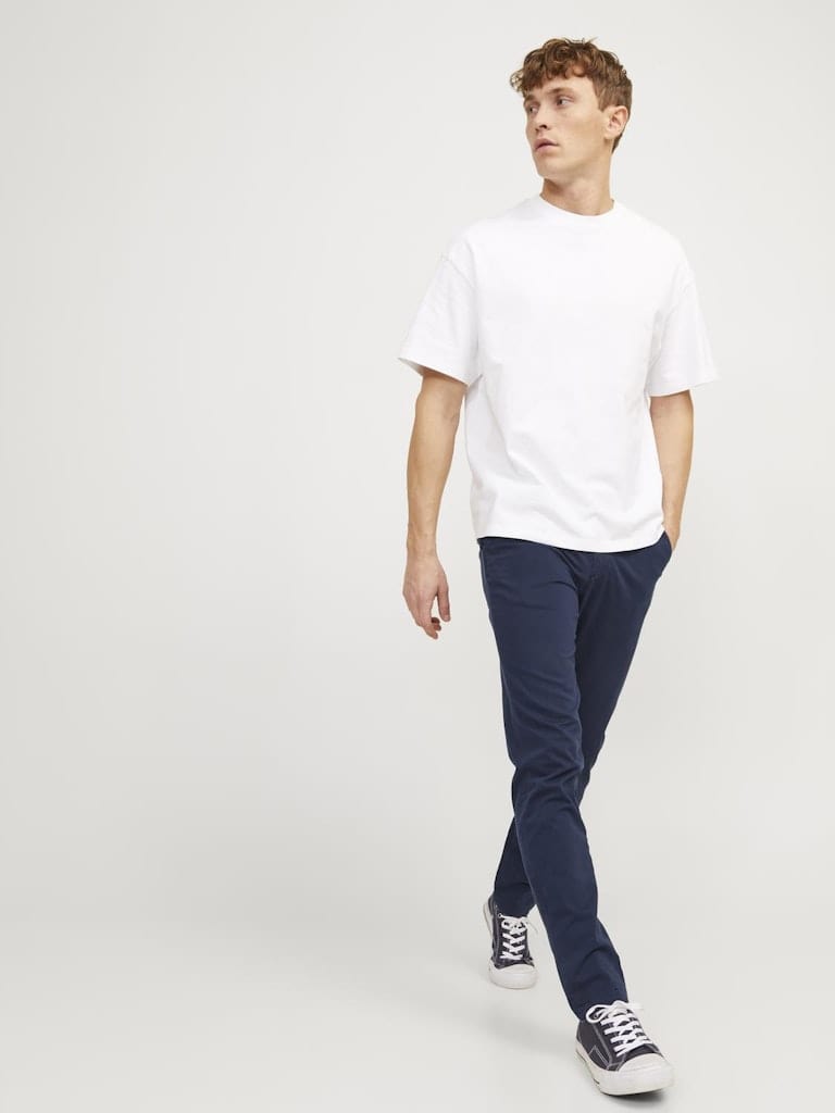 Pantalón Chino ajustado azul oscuro - JPSTMARCO JJBOWIE NOOS